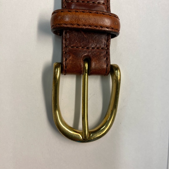 Woven Leather Men’s Belt, Brown, Gold Brass Hardware, Size 36 - Picture 7 of 10